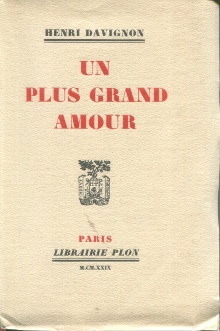 p Un plus grand amour p p Davignon Henri p