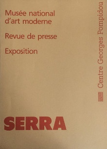 p Exposition Richard Serra p p revue de presse p p Beaubourg 1983 p p Collectif p
