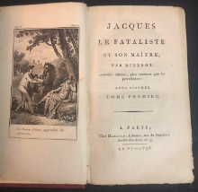 p Jacques le Fataliste p p et son maitre p p par Diderot p p nouvelle edition plus correcte que les precedentes p p avec figures p p Deux volumes p p Diderot p