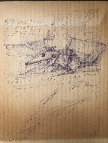 p Louis Pons p p Dessin autographe p p sur une enveloppe p p adressee au p p critique d art p p p p Gilbert Lascault p p et p