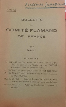p Bulletin du Comite flamand de France p p 1957 Fascicule I p p Detrez Lucien i et al i p