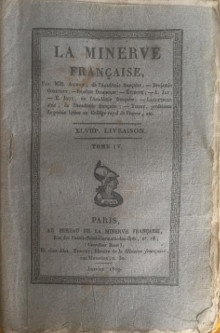 p La Minerve francaise p p XLVIIIe Livraison Tome IV p p Janvier 1819 p p Constant Benjamin i et al i p